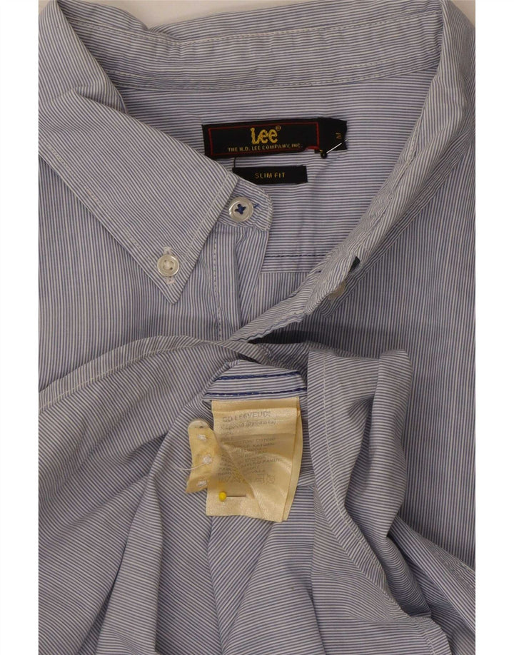 Lee Mens Slim Fit Shirt Medium Blue Pinstripe Cotton