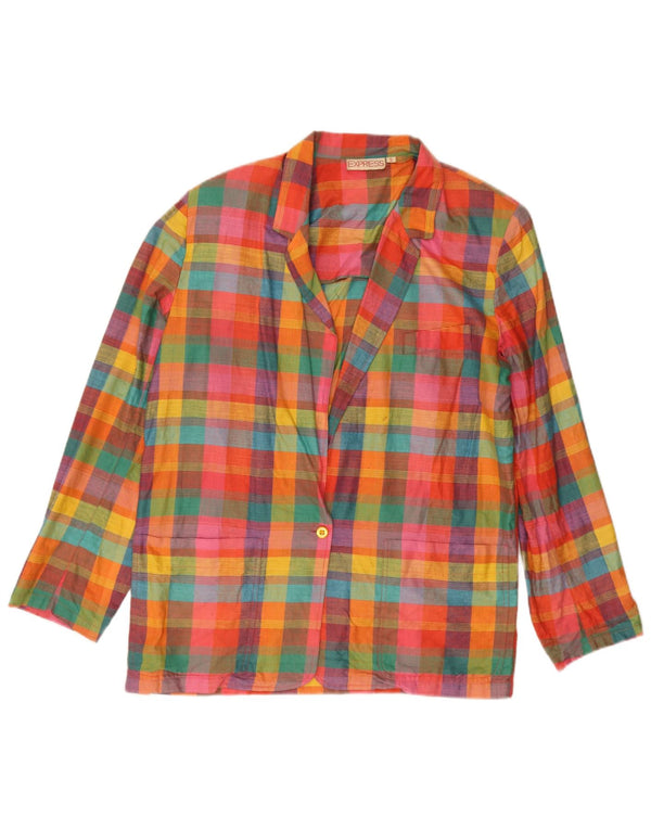 Express Womens 1 Button Blazer Jacket UK 10 Small Multicoloured Check