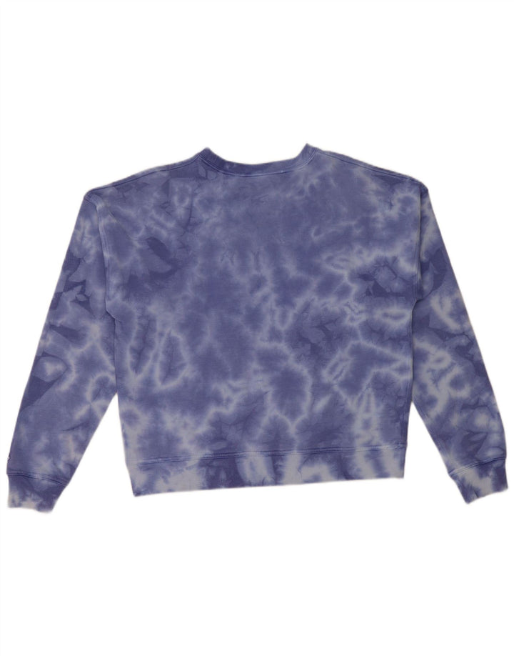 CHAMPION Womens Oversized Sweatshirt Jumper UK 10 Small Blue Tie Dye