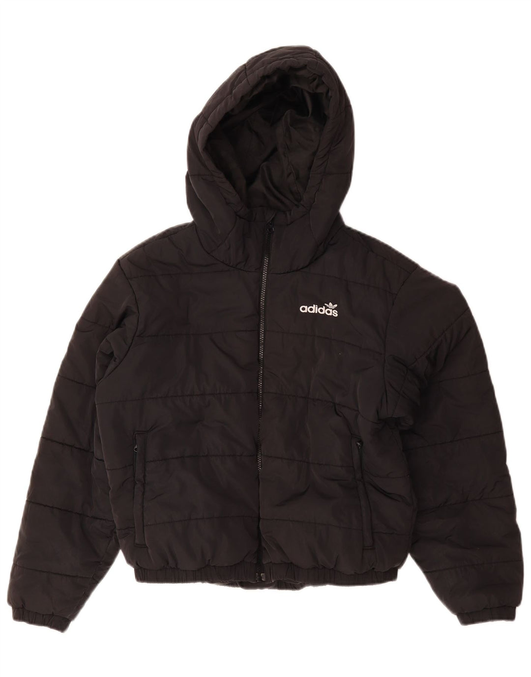 Adidas Womens Oversized Graphic Hooded Padded Jacket UK 10 Small Black