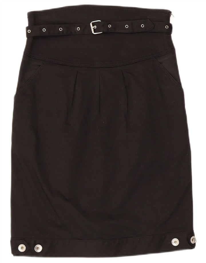 Moschino Womens Straight Skirt UK 8 Small W28  Black Cotton