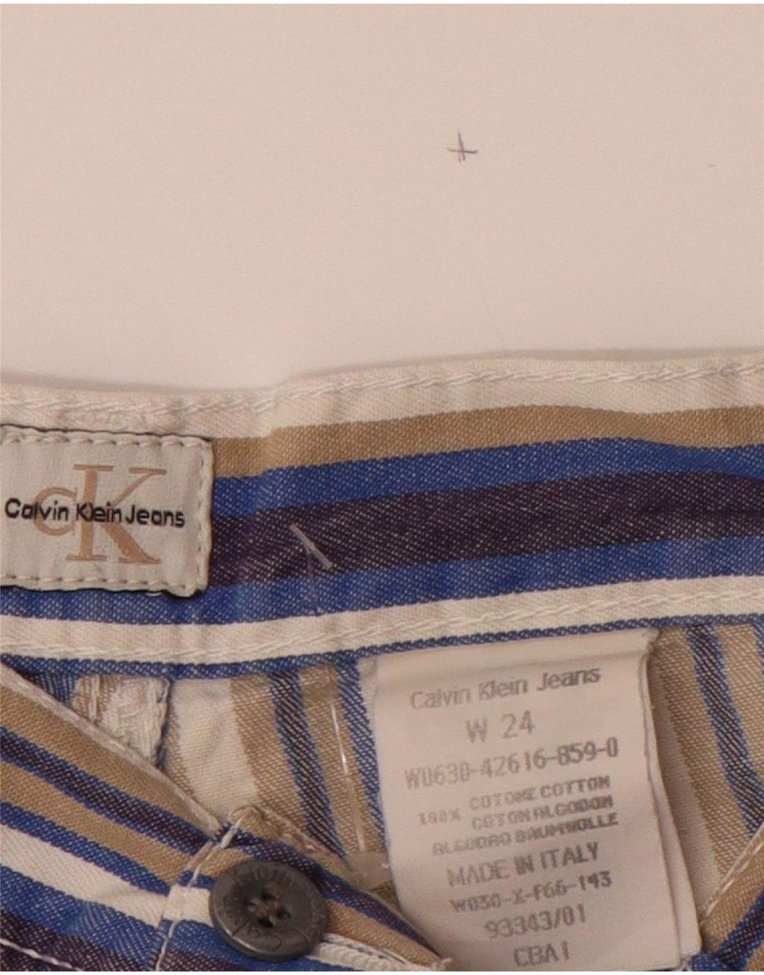 CALVIN KLEIN Womens Shorts W24 XS Multicoloured Striped Cotton