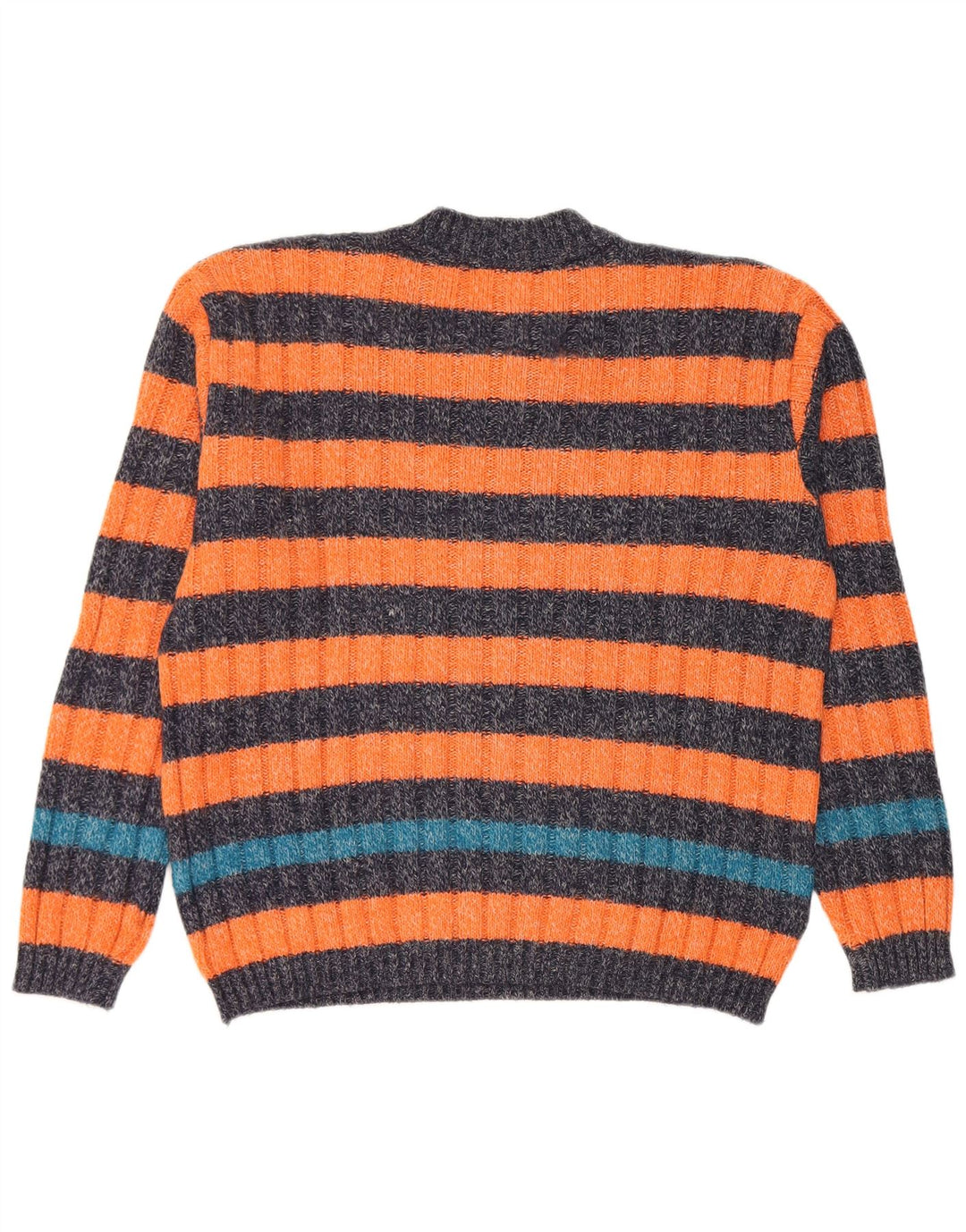 Levi's Mens V-Neck Jumper Sweater Small Orange Striped Alpaca Wool