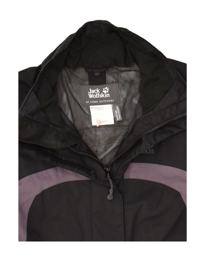 JACK WOLFSKIN Womens Rain Jacket UK 6 XS Black Colourblock Polyamide | Vintage Jack Wolfskin | Thrift | Second-Hand Jack Wolfskin | Used Clothing | Messina Hembry 