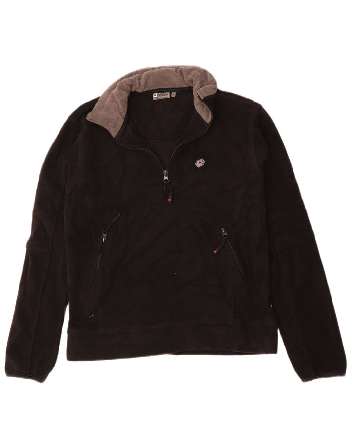 Lotto Womens Zip Neck Fleece Jumper UK 14 Large Black Polyester