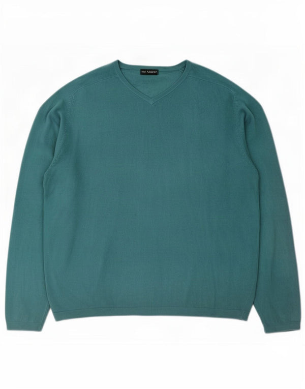 Marks & Spencer Mens V-Neck Jumper Sweater XL Green Acrylic