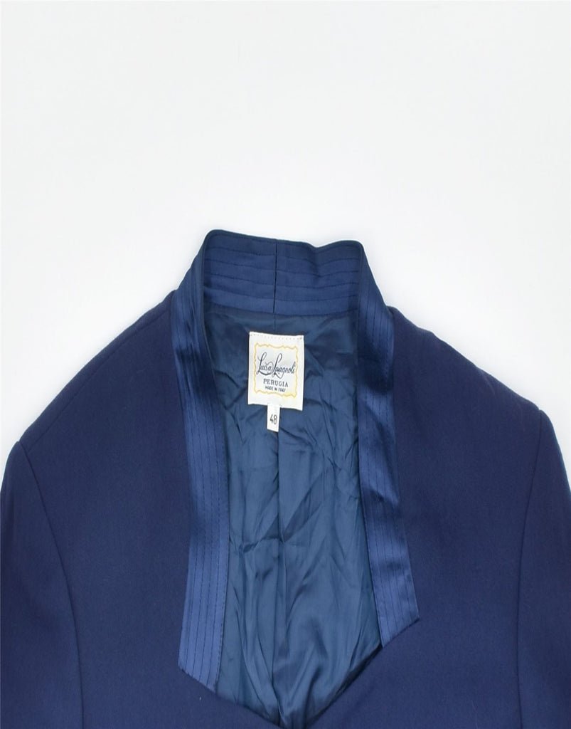 LUISA SPAGNOLI Womens 4 Button Blazer Jacket IT 48 XL Blue Virgin Wool | Vintage | Thrift | Second-Hand | Used Clothing | Messina Hembry 