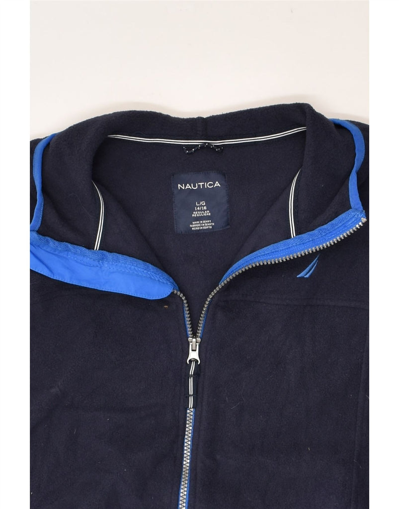 NAUTICA Boys Graphic Hooded Fleece Jacket 14-15 Years Large  Navy Blue | Vintage Nautica | Thrift | Second-Hand Nautica | Used Clothing | Messina Hembry 