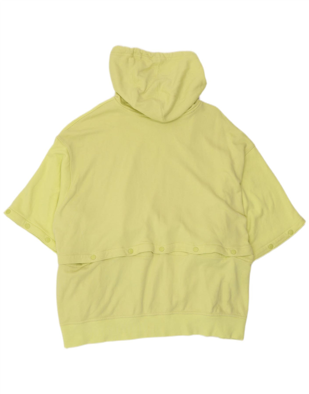 ADIDAS Womens Oversized Short Sleeve Hoodie Jumper UK 28/30 3XL Yellow