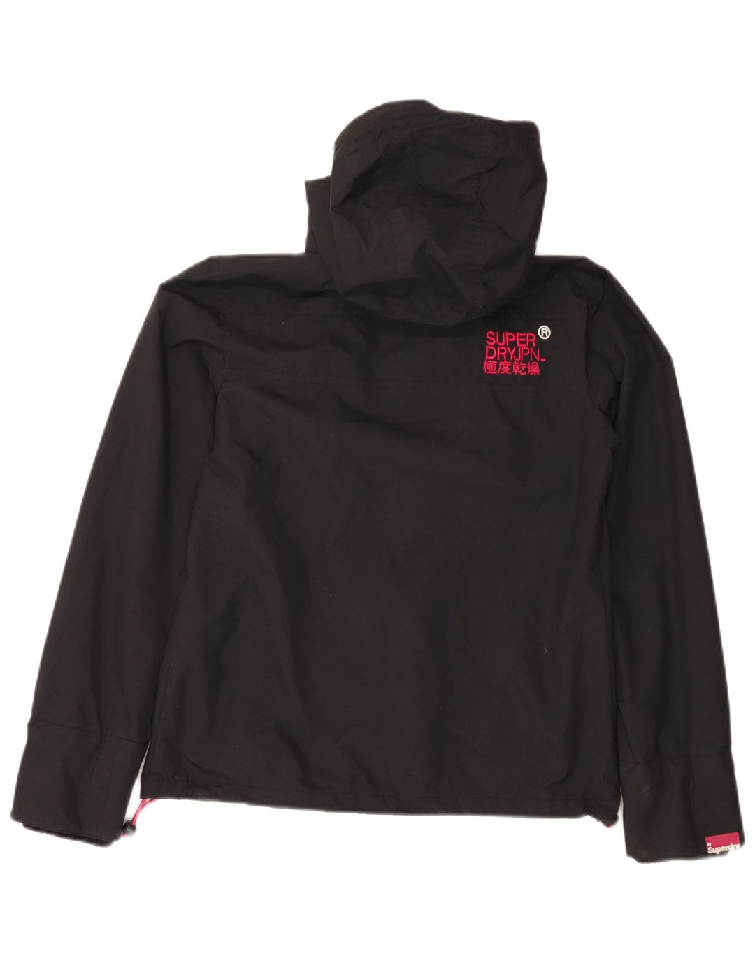 Superdry Womens Windcheater Hooded Rain Jacket UK 10 Small Black Nylon