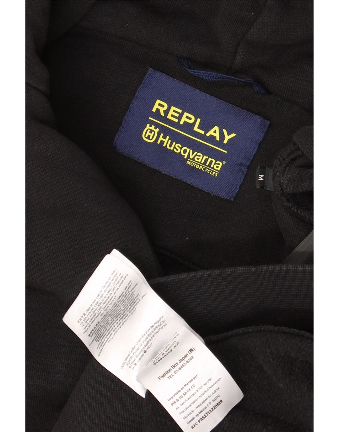 REPLAY Mens Husqvarna Graphic Zip Hoodie Sweater Medium Black Cotton