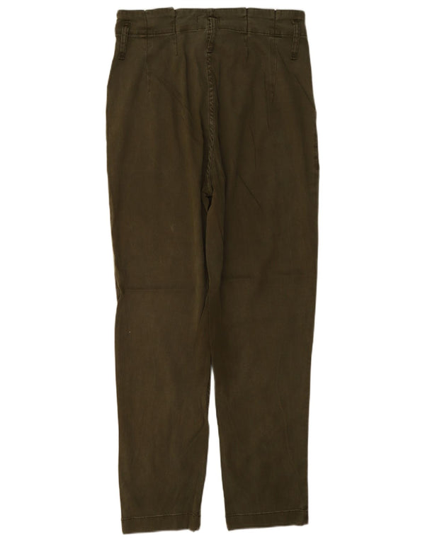 Topshop Womens High Waist Slim Trousers UK 10 Small W27 L27 Khaki Cotton