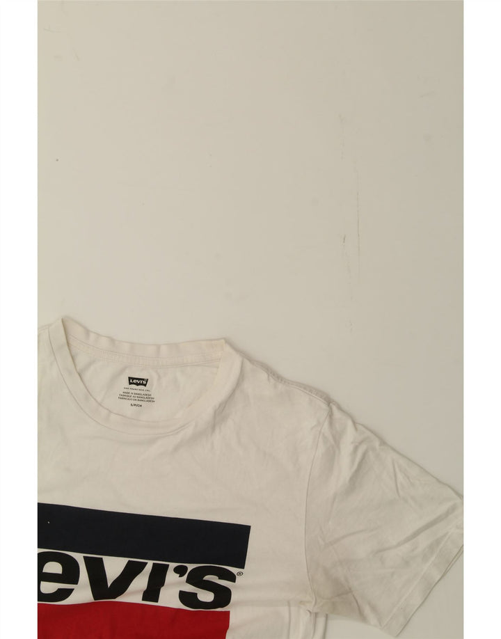 LEVI'S Mens Graphic T-Shirt Top Small White Vintage Levi's and Second-Hand Levi's from Messina Hembry 