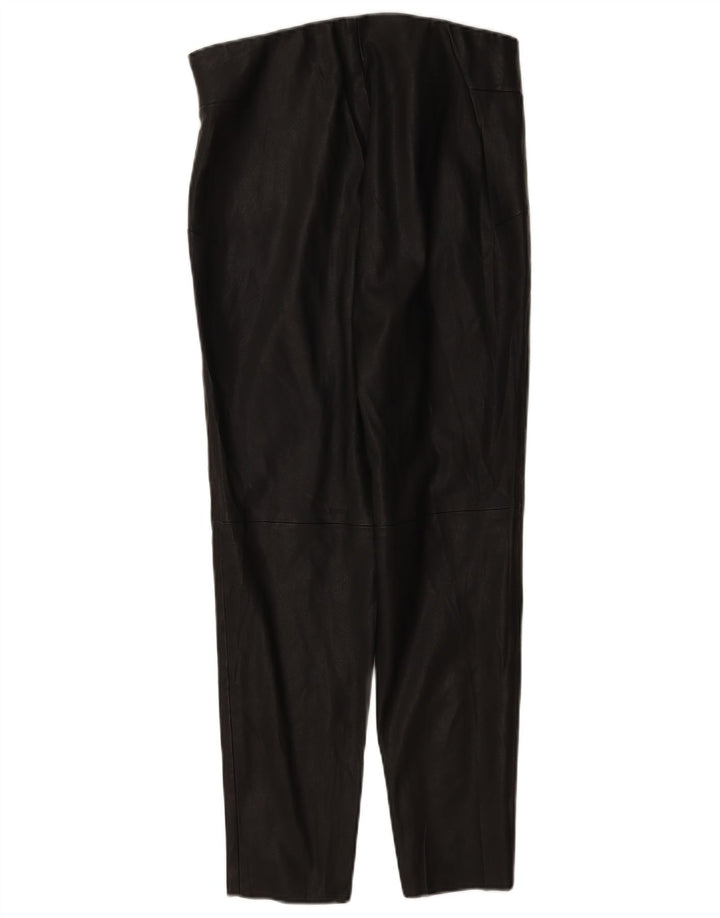 Zara Womens Slim Leather Trousers Large W30 L27 Black