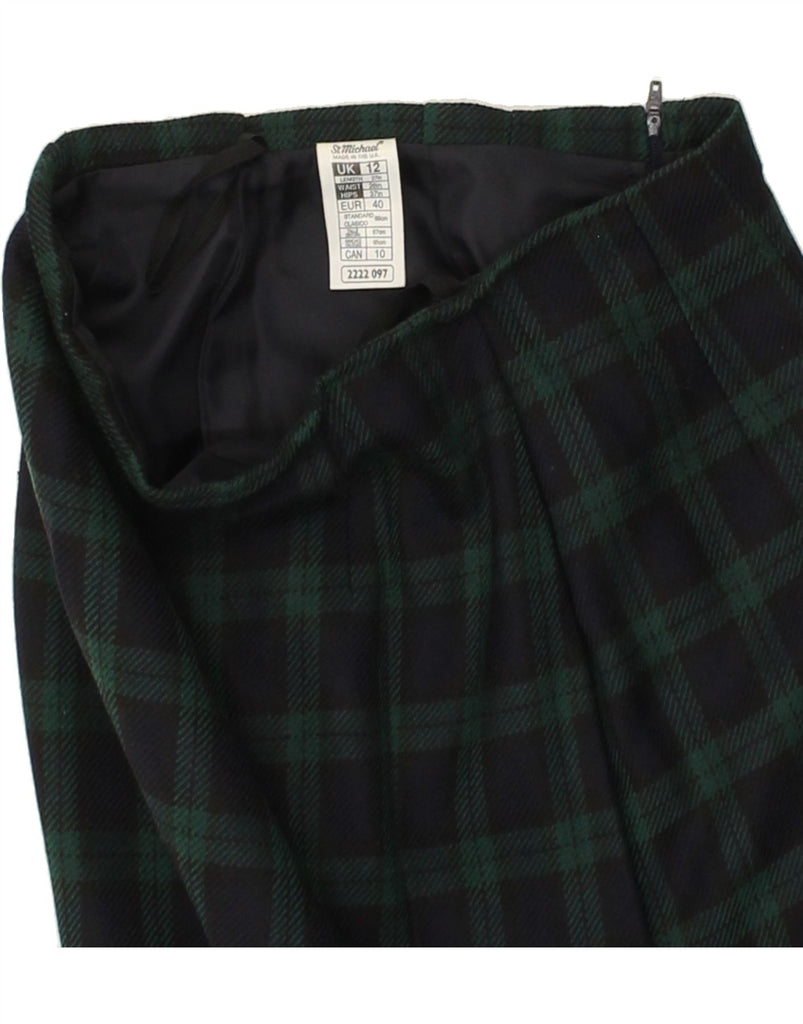 MARKS & SPENCER Womens Straight Skirt UK 12 Medium W28 Navy Blue Check | Vintage Marks & Spencer | Thrift | Second-Hand Marks & Spencer | Used Clothing | Messina Hembry 