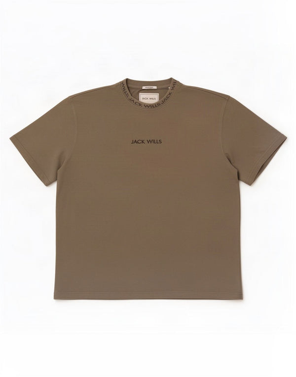 Jack Wills Mens Relaxed Fit Graphic T-Shirt Top Large Khaki Cotton