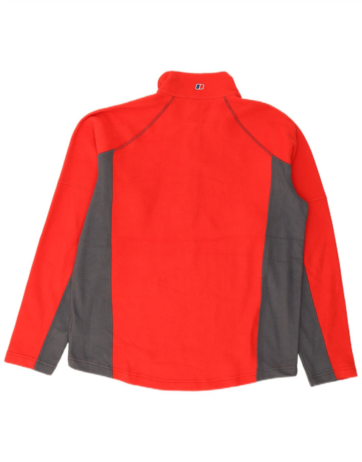 Berghaus Mens Zip Neck Fleece Jumper Large Red Colourblock Polyester