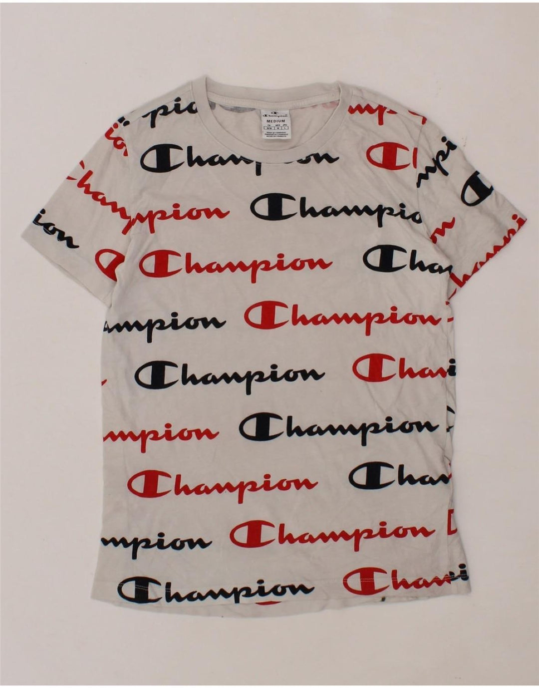 CHAMPION Womens Graphic T-Shirt Top UK 12 Medium White Cotton Vintage Champion and Second-Hand Champion from Messina Hembry 