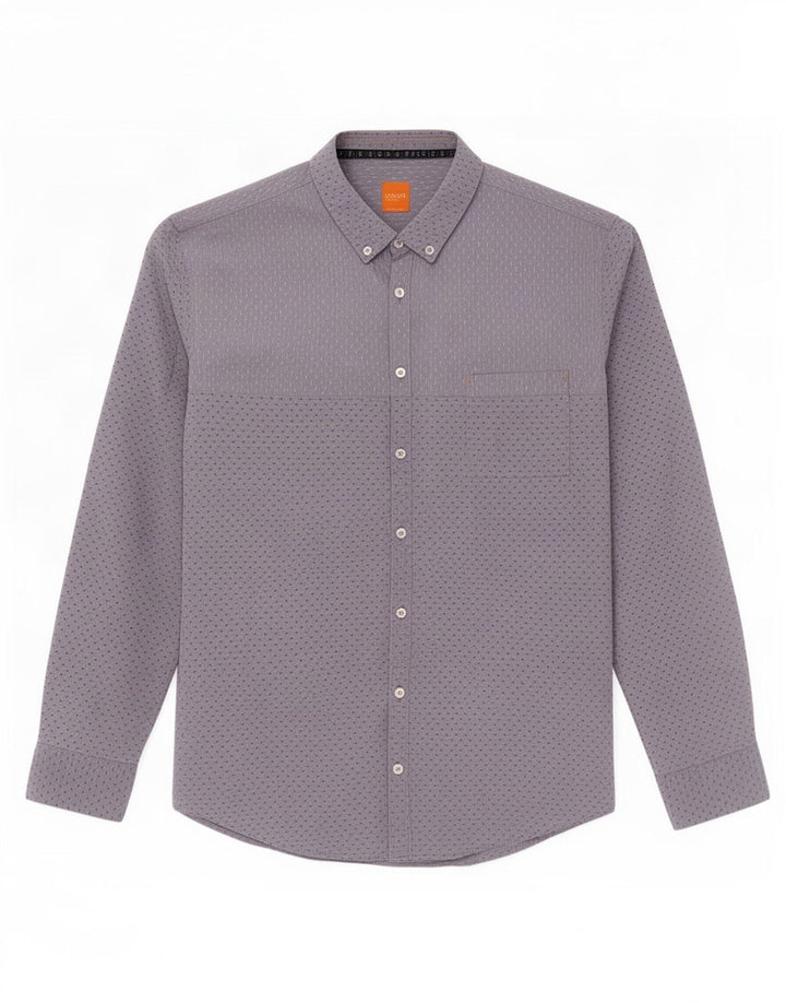 Hugo Boss Mens Shirt Large Grey Spotted Cotton