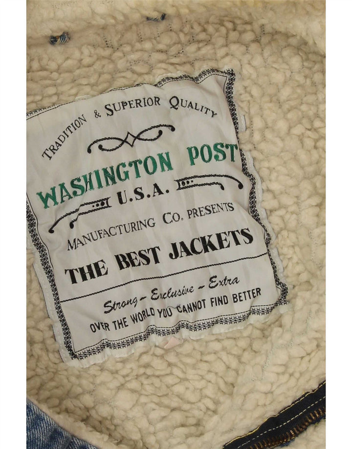 Vintage Mens Denim Sherpa Jacket UK 38 Medium Blue
