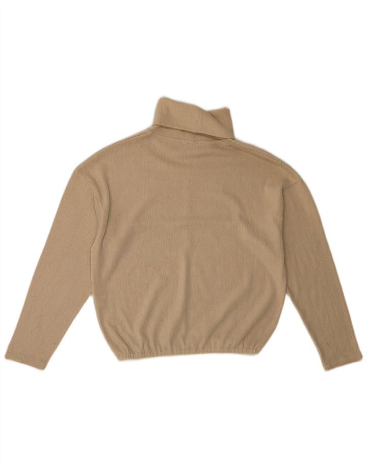 Zara Womens Oversized Roll Neck Jumper Sweater UK 10 Small Beige Polyester
