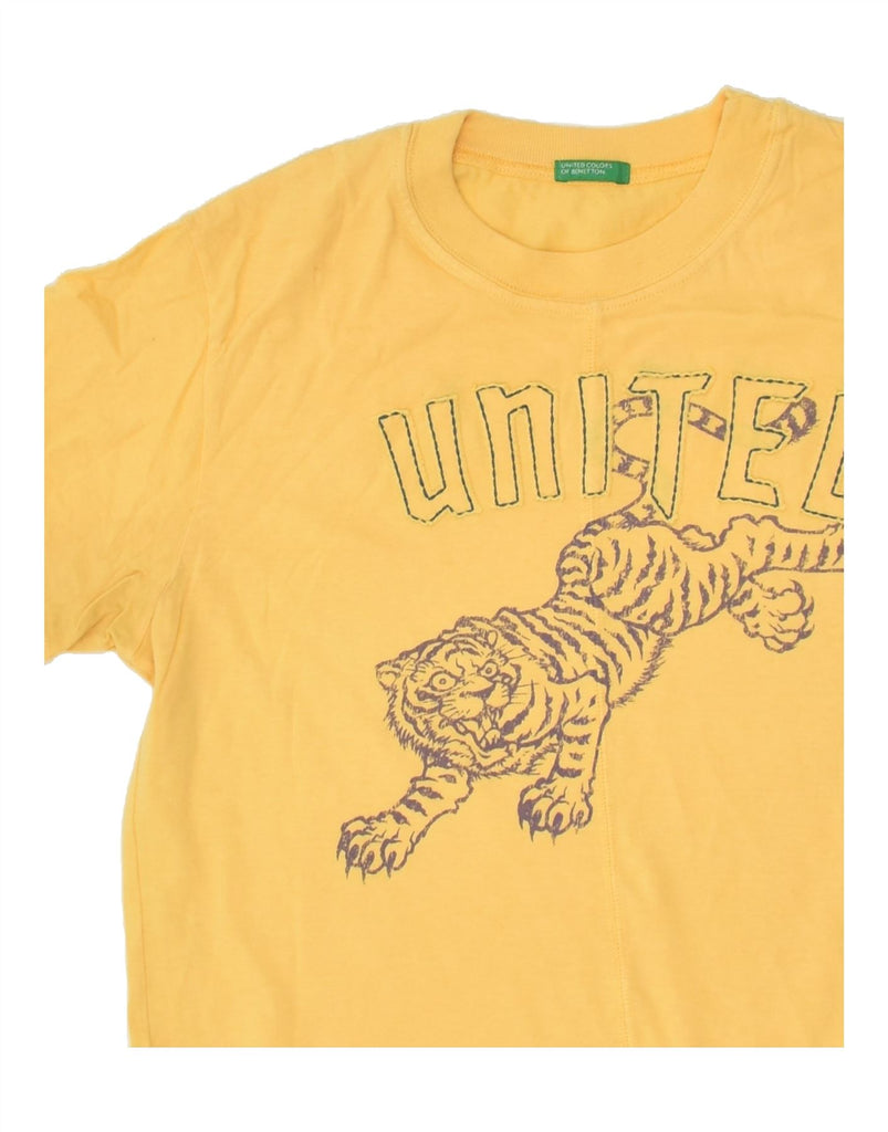 BENETTON Boys Graphic T-Shirt Top 7-8 Years Medium  Yellow Animal Print | Vintage Benetton | Thrift | Second-Hand Benetton | Used Clothing | Messina Hembry 