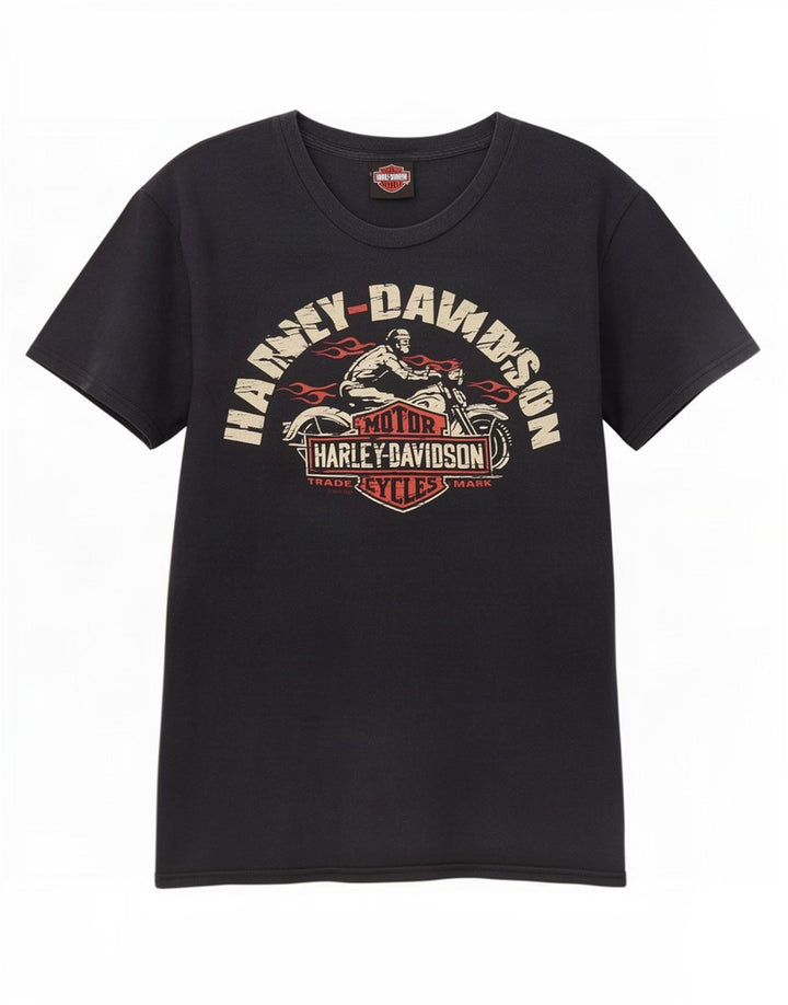 Harley Davidson Mens Graphic T-Shirt Top Medium Navy Blue Cotton