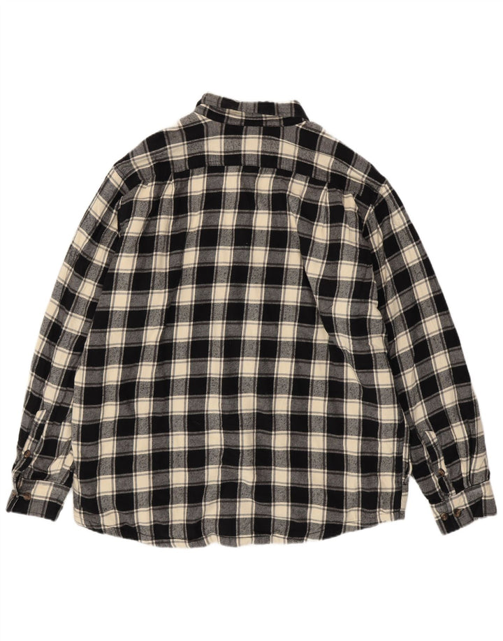 EDDIE BAUER Mens Tall Flannel Shirt XL Black Check Cotton