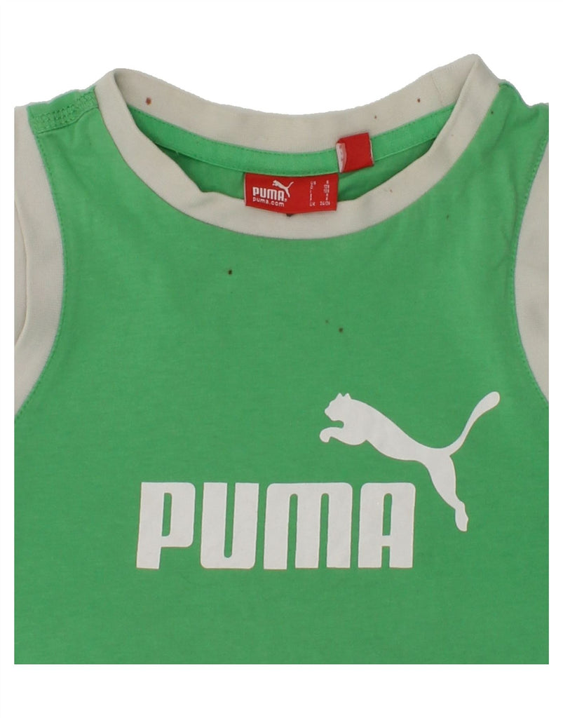 PUMA Boys Graphic Vest Top 7-8 Years Green Cotton | Vintage Puma | Thrift | Second-Hand Puma | Used Clothing | Messina Hembry 