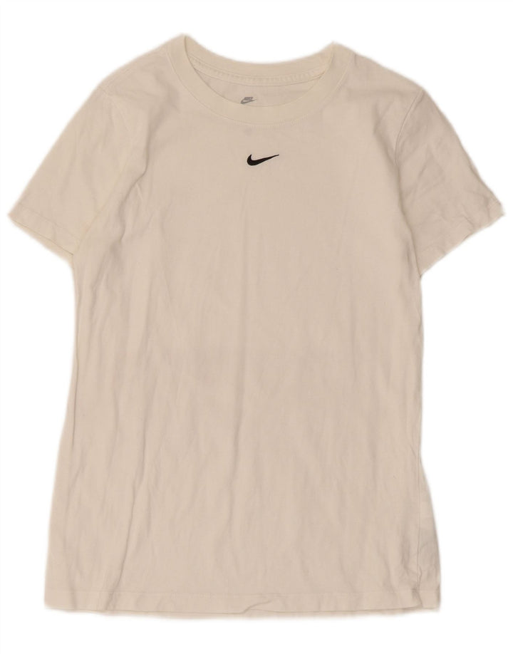 Nike Womens T-Shirt Top UK 10 Small White Cotton