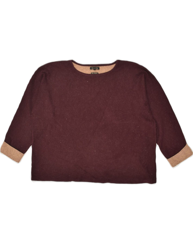 MASSIMO DUTTI Womens Crew Neck Jumper Sweater UK 14 Medium Burgundy Cotton | Vintage Massimo Dutti | Thrift | Second-Hand Massimo Dutti | Used Clothing | Messina Hembry 