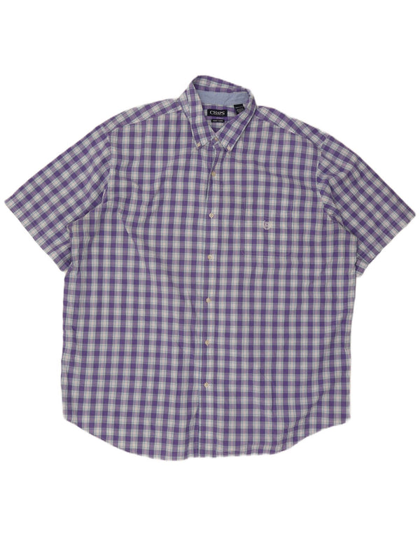 Chaps Mens Tall Short Sleeve Shirt 3XL Purple Check Cotton