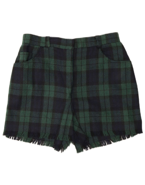 Onyx Womens High Waist Casual Shorts Small W27 Green Check Acrylic