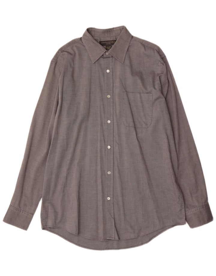 BANANA REPUBLIC Mens Relaxed Fit Shirt Large Grey Cotton