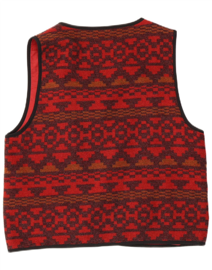 Pionier Mens Waistcoat Large Red Geometric Wool Aztec