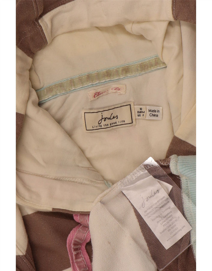 JOULES Womens Classic Fit Hoodie Jumper UK 12 Medium Brown Striped
