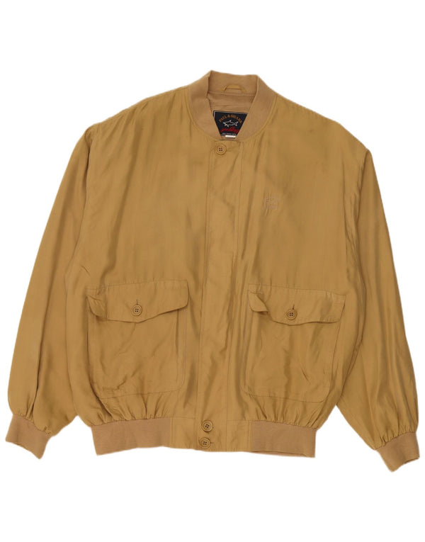 Paul & Shark Mens Bomber Jacket UK 42 XL Yellow Silk