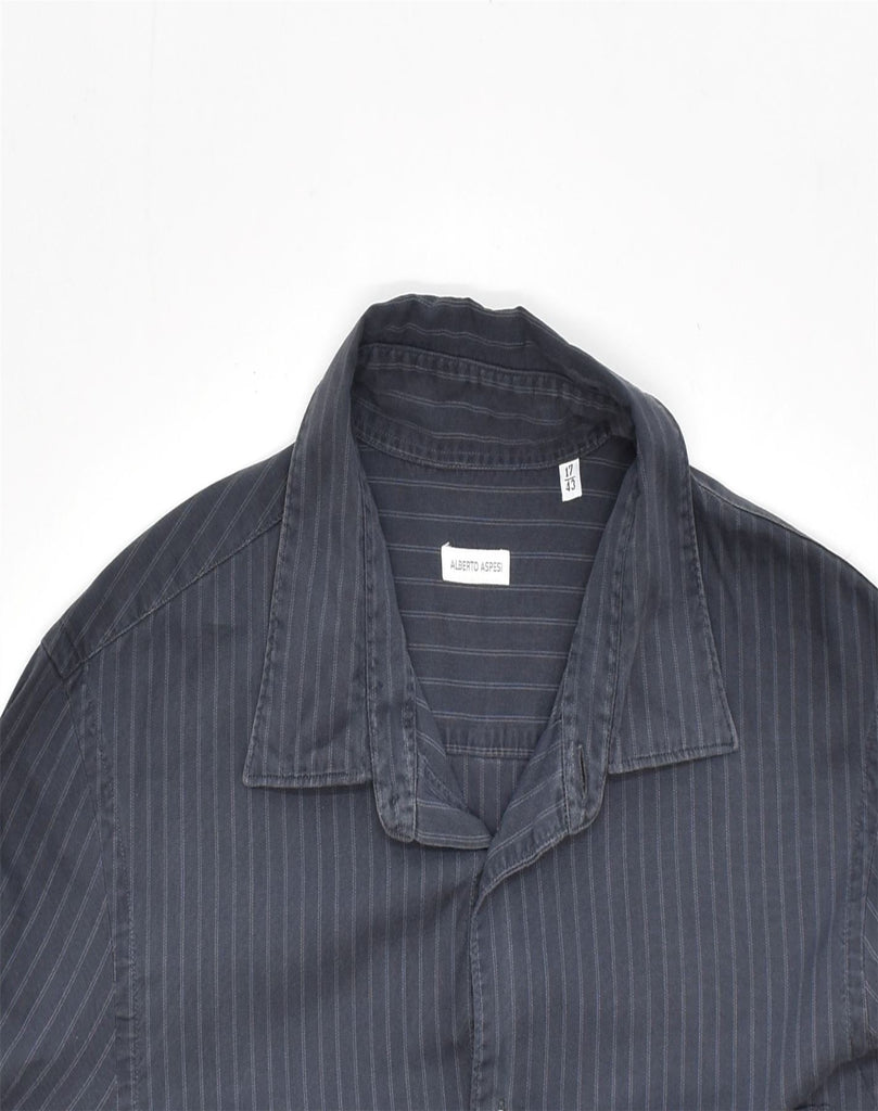 ALBERTO ASPESI Mens Shirt Size 17-43 XL Black Striped Cotton | Vintage | Thrift | Second-Hand | Used Clothing | Messina Hembry 