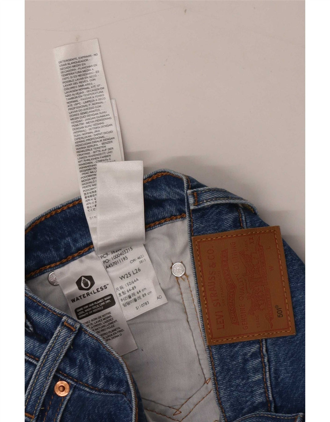 Levi's Womens 501 Straight Jeans W25 L26 Blue Cotton