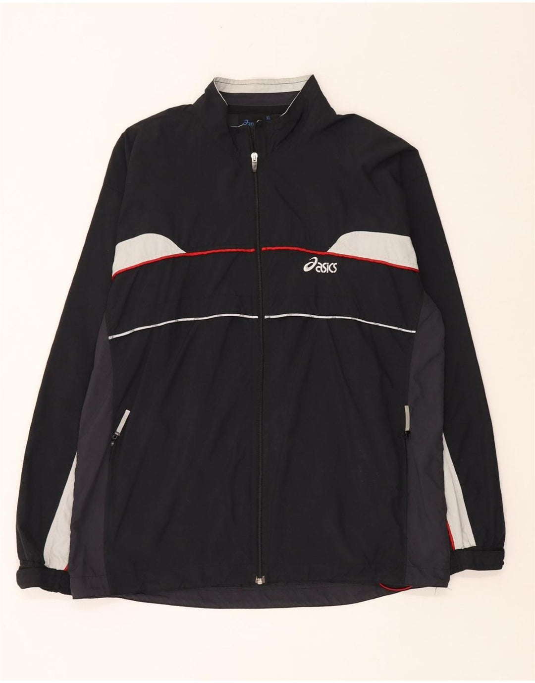 Asics Mens Tracksuit Top Jacket XL Black Colourblock Polyamide