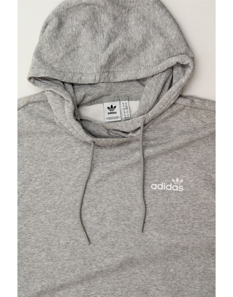ADIDAS Womens Oversized Graphic Hoodie Jumper UK 14 Large Grey Cotton Vintage Adidas and Second-Hand Adidas from Messina Hembry 