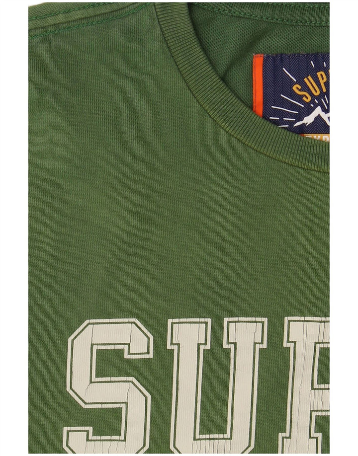 SUPERDRY Mens Graphic T-Shirt Top Small Green Cotton