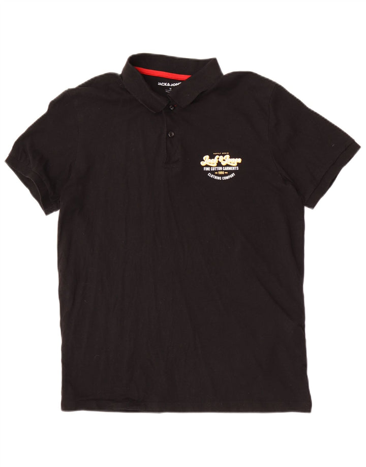 Jack & Jones Mens Polo Shirt Medium Black Cotton