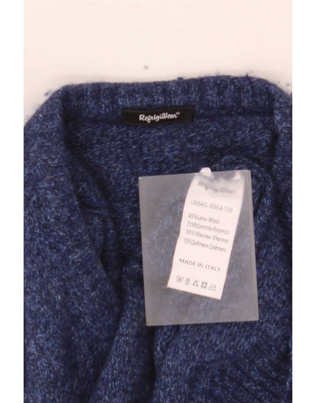 Refrigiwear Mens Crew Neck Jumper Sweater Medium Navy Blue Wool