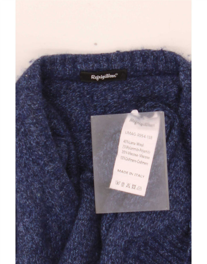 Refrigiwear Mens Crew Neck Jumper Sweater Medium Navy Blue Wool