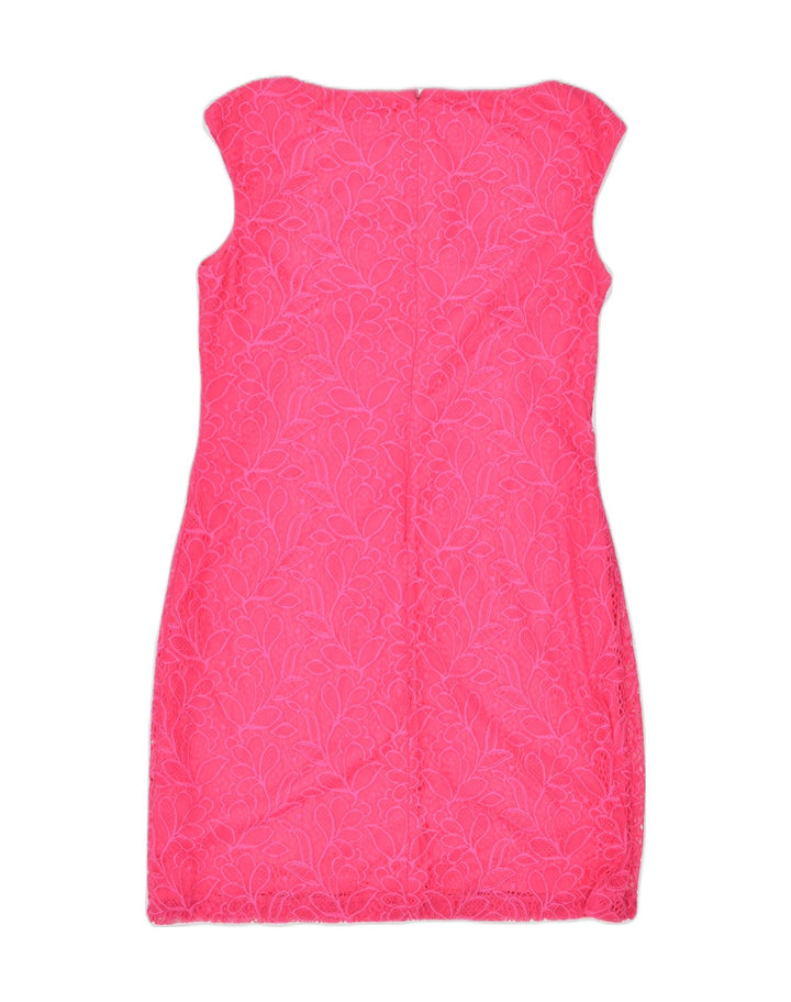 CHAPS Womens Sheath Dress UK 14 Medium Pink Floral Nylon | Vintage | Thrift | Second-Hand | Used Clothing | Messina Hembry 