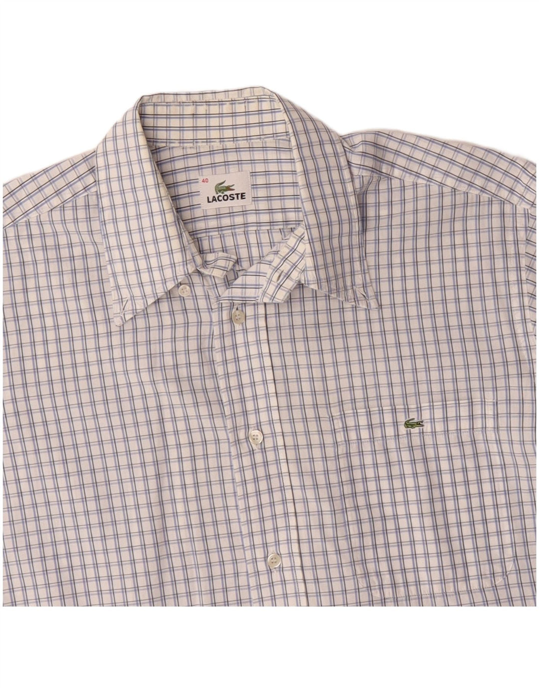 LACOSTE Mens Short Sleeve Shirt Size 40 Medium Blue Check