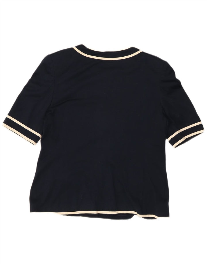 LUISA SPAGNOLI Womens Short Sleeve Blazer Jacket IT 44 Medium Navy Blue