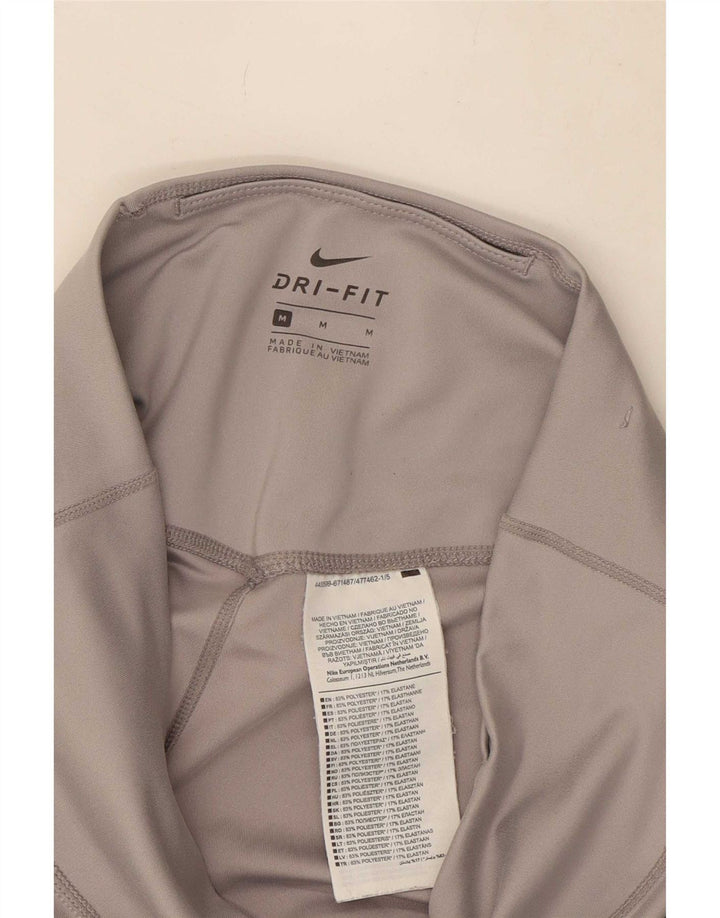 Nike Womens Dri Fit Graphic Leggings UK 12 Medium Grey Polyester