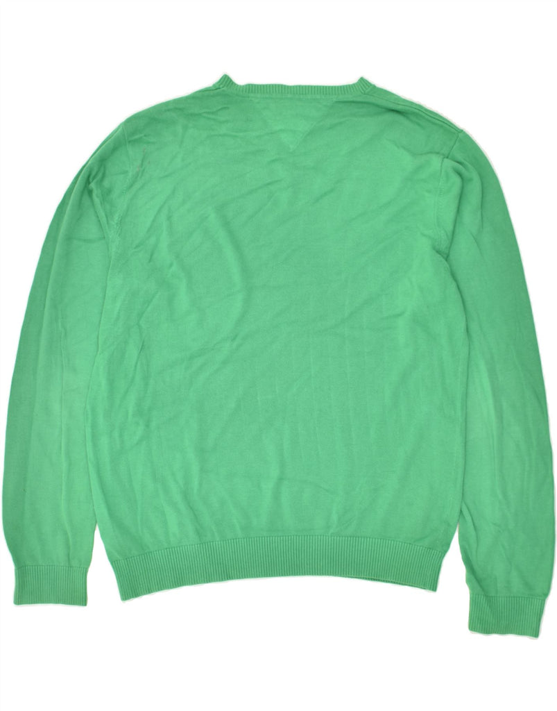 TOMMY HILFIGER Mens V-Neck Jumper Sweater XL Green Cotton | Vintage Tommy Hilfiger | Thrift | Second-Hand Tommy Hilfiger | Used Clothing | Messina Hembry 